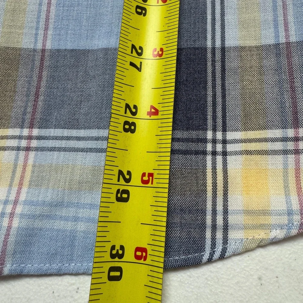VTG Levis Shirt Mens Large Blue Yellow Plaid Button Up Long Sleeve Western Korea